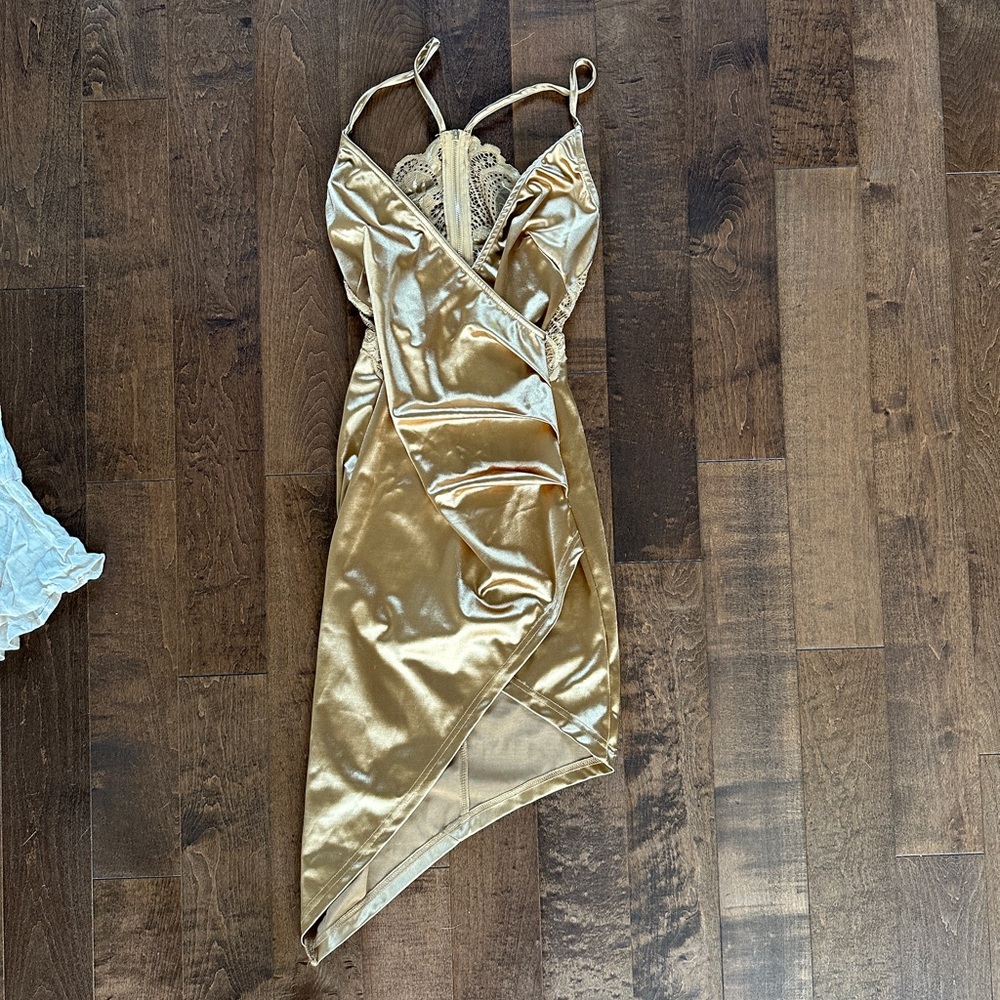 New with tag Asymmetrical Gold Dress